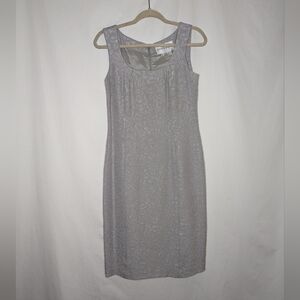 Jeannene Booher Women's Gray Vintage Floral Embossed Shift Midi Dress S 6